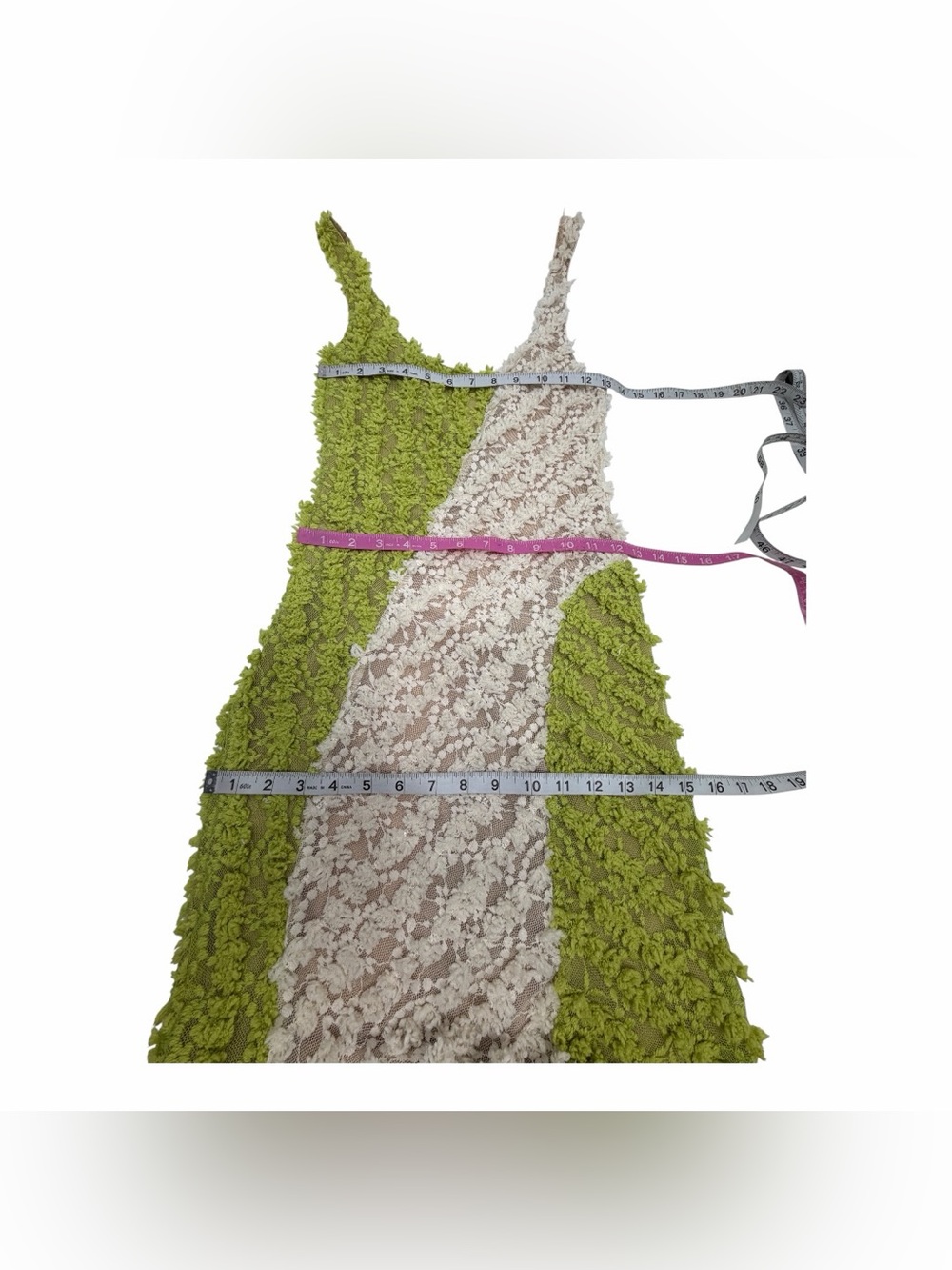 Selva Negra Zuma Limoncello Lace Textured Mesh Midi Dress Size M - Picture 7 of 9